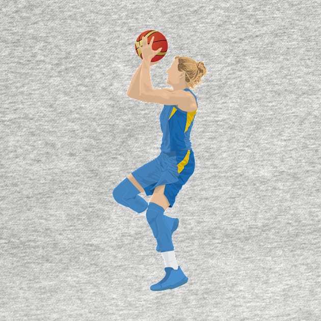 Female basketball player points by RockyDesigns